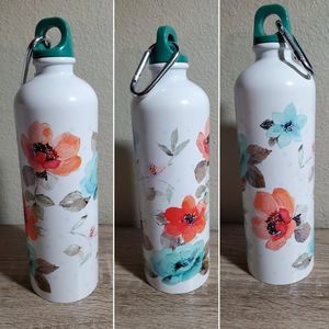 Pioneer Woman 🌸 Stainless Steel Canteen Water Bottle Floral 25 oz w/ Caribeaner